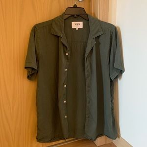 Army green camp collar shirt